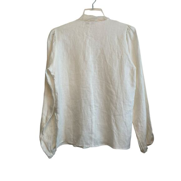Gold Hawk 100% Linen Open Cardigan Topper Women Size Small White Lace Coverup - Picture 2 of 7